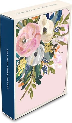 Artisan Blank Note Cards by Studio Oh! - Desert Blossoms - Pack of 8 - 4.25" × 5.5" Printed Textured Art Paper Embellished with Foil Stamping Cards and Envelopes in Saudi Arabia