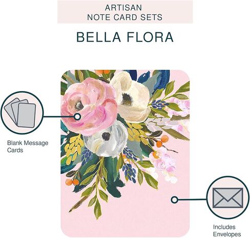 Artisan Blank Note Cards by Studio Oh! - Desert Blossoms - Pack of 8 - 4.25" × 5.5" Printed Textured Art Paper Embellished with Foil Stamping Cards and Envelopes in Saudi Arabia