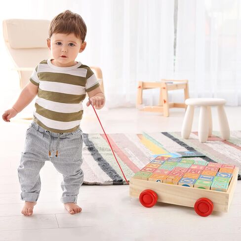 مكعبات بناء خشبية من Joqutoys ABC للأطفال الصغار 1-3 كبيرة، 26 قطعة من مكعبات تكديس الحروف الأبجدية والأرقام، ألعاب تعليمية تعليمية للأولاد والبنات وهدايا الأطفال 1.65 بوصة in Kuwait