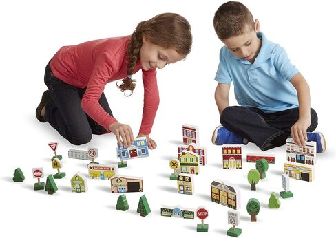 Melissa & Doug Wooden Town Play Set With Storage Tray (32 pcs) in Saudi Arabia
