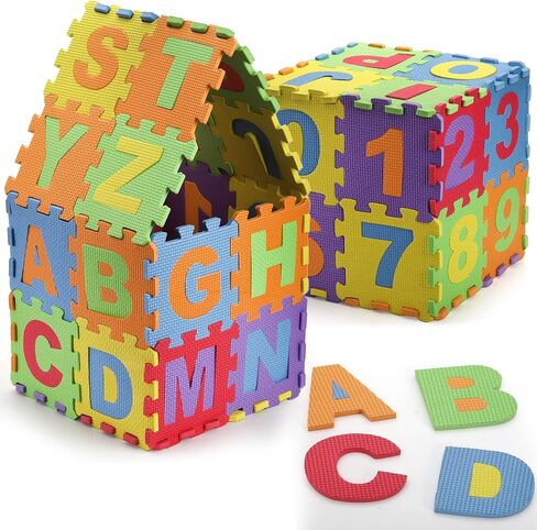 Baby Foam Play Mat (36-Piece Set), 6.1x6.1 Inch Interlocking Alphabet and Numbers Floor Puzzle Colorful EVA Foam Puzzle Playmat Tiles for Kids Girls Boys Crawling in Saudi Arabia
