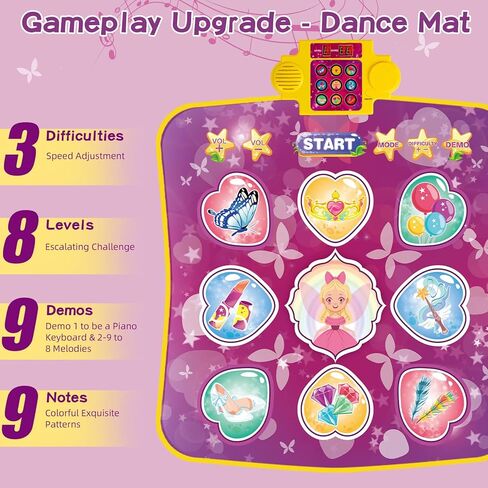 ألعاب بساط الرقص TWFRIC للأطفال من عمر 3 إلى 12 عامًا، وسادة رقص إلكترونية مع 3 مستويات تحدي بساط رقص موسيقي للأطفال مع أضواء LED لعبة رقص موسيقية مدمجة لعيد الميلاد للأطفال in Kuwait