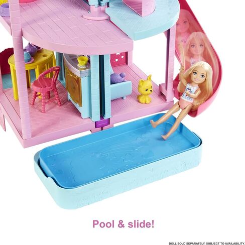 Barbie Dollhouse, Chelsea Playhouse with Transforming Areas & 20+ Pieces, Includes 2 Pets, Pool, Furniture & Accessories in Saudi Arabia
