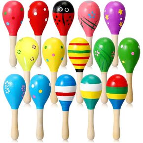 50 قطعة من ألعاب Maracas الخشبية الصغيرة للمهرجانات من Wettarn، ألعاب Maracas الخشبية الملونة للحفلات المكسيكية، ألعاب Maracas Shakers الضوضاء لسينكو دي مايو فييستا المكسيكية، هدية عيد ميلاد، 17 نمطًا in Kuwait