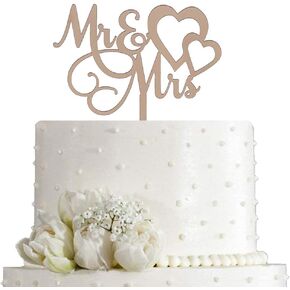 Mr and Mrs Cake Topper - Wedding, Engagement, Wedding Anniversary Cake Toppers Decorations, Mirror Rose Gold Acrylic