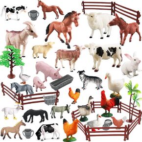 Yowlieu 15 Pcs Mini Figures Toys Realistic Farm Animal Figurines, Plastic Learning Educational Playset Animal Themed Party Supplies Cake Topper Ornaments for Easter Egg Birthday Christmas in Saudi Arabia
