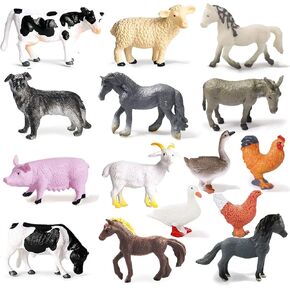 15 Pcs Mini Figures Toys Realistic Farm Animal Figurines, Plastic Learning Educational Playset Animal Themed Party Supplies Cake Topper Ornaments for Easter Egg Birthday Christmas