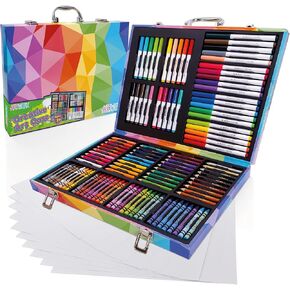 Artworx Kids Coloring Set - 122 Assorted Art Pieces & Carry Case - Coloring Kits For Kids Ages 4-8 - Coloring Pencils, Felt Tips Pens, Wax Crayons - Arts and Craft Sets - Kids Coloring Kit For Kids in Kuwait