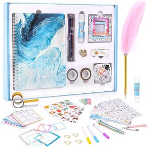 مجموعة VERTOY DIY Journal للفتيات من عمر 8 إلى 12 عامًا - مجموعة مذكرات سجل القصاصات للأطفال للكتابة، أفكار هدايا عيد الميلاد والألعاب لأعمار 8 9 10 11 12 13 عامًا، للفتيات المراهقات
