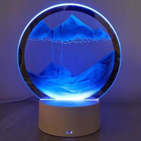 rysnwsu Moving Sand Art Picture Round Glass 3D Deep Sea Sandscape in Motion Display Flowing Sand Frame, Children's Large Desktop Art Toys, Home & Office Desktop Decorations(Black, Button-Crotrol)