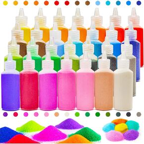 28 PCS Art Sand,DIY Arts and Crafts Kit,Terrarium Sand Play for Wedding Decor,Painting,Children,Decorations,Crafts(1.25oz Bottles)