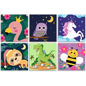 CEUHROG 6 Pack DIY Paint by Numbers for Kids - Paint by Number for Children Beginner Easy Acrylic Watercolor Number Painting Canvas Arts for Kids, Oil Paintin in Saudi Arabia