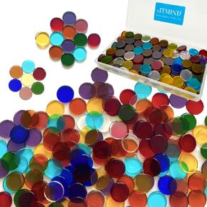 LITMIND 120 Pcs Round Stained Glass Kit, Precut Petal Glass Mosaic Tiles, Stained Glass Supplies Glass Gems Mosaic Making Supplies for DIY Crafts in Saudi Arabia