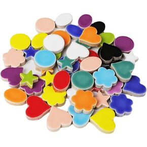 500g/1.1lb Random Color Iridescent Flowers & Leaves Ceramic Mosaic Tiles, DIY Making Creative Mosaic Tiles for DIY Craft Plates Flowerpots Vases Cups Mosaic Making Supplies (Flowers + Leaves) in Saudi Arabia