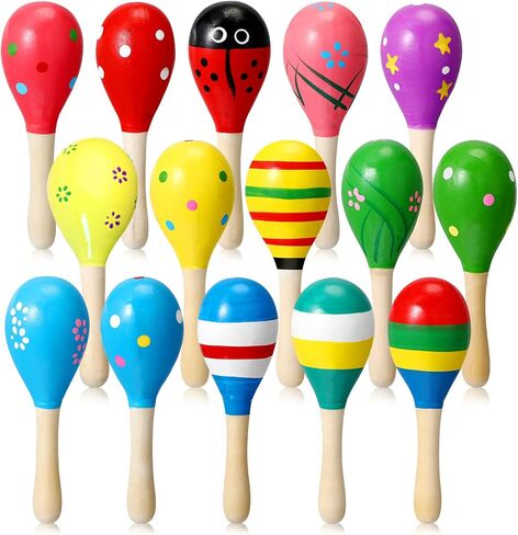 50 قطعة من ألعاب Maracas الخشبية الصغيرة للمهرجانات من Wettarn، ألعاب Maracas الخشبية الملونة للحفلات المكسيكية، ألعاب Maracas Shakers الضوضاء لسينكو دي مايو فييستا المكسيكية، هدية عيد ميلاد، 17 نمطًا in Saudi Arabia