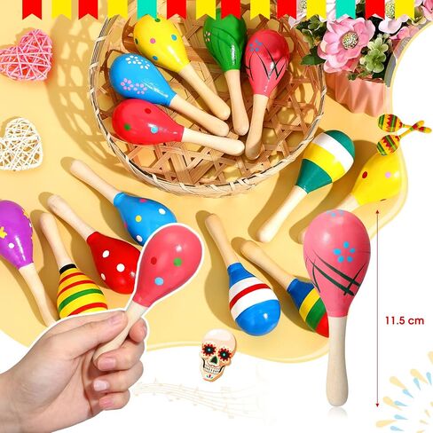 50 قطعة من ألعاب Maracas الخشبية الصغيرة للمهرجانات من Wettarn، ألعاب Maracas الخشبية الملونة للحفلات المكسيكية، ألعاب Maracas Shakers الضوضاء لسينكو دي مايو فييستا المكسيكية، هدية عيد ميلاد، 17 نمطًا in Saudi Arabia