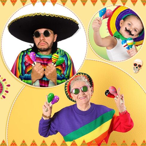 50 قطعة من ألعاب Maracas الخشبية الصغيرة للمهرجانات من Wettarn، ألعاب Maracas الخشبية الملونة للحفلات المكسيكية، ألعاب Maracas Shakers الضوضاء لسينكو دي مايو فييستا المكسيكية، هدية عيد ميلاد، 17 نمطًا in Saudi Arabia