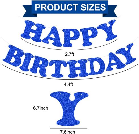 BEISHIDA Teal Blue Happy Birthday Banner - NO DIY,Pre-Strung Happy Birthday Decorations, Happy Birthday Sign for Women,Glitter Happy Birthday Garland,Happy Birthday Backdrop in Kuwait