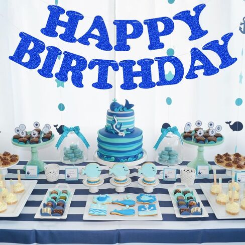 BEISHIDA Teal Blue Happy Birthday Banner - NO DIY,Pre-Strung Happy Birthday Decorations, Happy Birthday Sign for Women,Glitter Happy Birthday Garland,Happy Birthday Backdrop in Kuwait