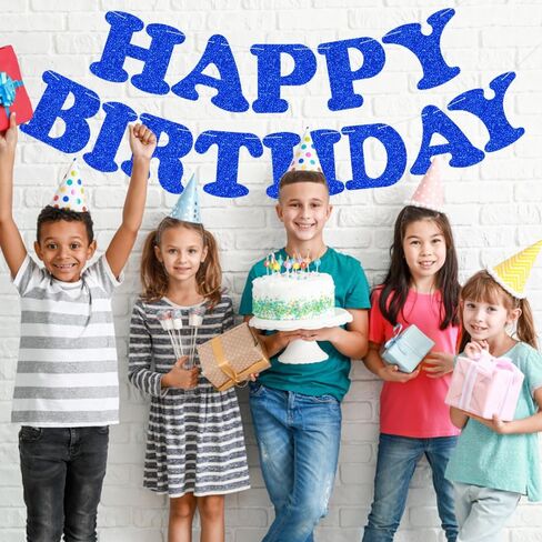 BEISHIDA Teal Blue Happy Birthday Banner - NO DIY,Pre-Strung Happy Birthday Decorations, Happy Birthday Sign for Women,Glitter Happy Birthday Garland,Happy Birthday Backdrop in Kuwait