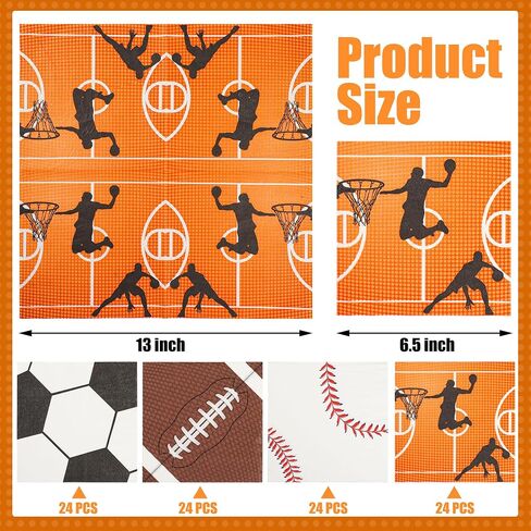 Sport Paper Napkins Sports Party Luncheon Napkins Sport Themed Disposable Napkins Football Baseball Soccer Basketball Napkins for Sports Birthday Party Supplies, 6.5" x 6.5" in Saudi Arabia