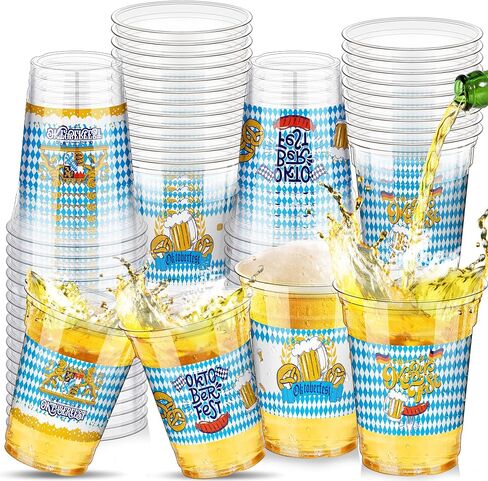 16 oz Plastic Oktoberfest Cups 60 Pcs Oktoberfest Party Supplies Clear Cups Plastic Drinking Cup German Beer Festival Cups Beverage Drinking Cups for Oktoberfest Party Favors Home Supplies in Kuwait