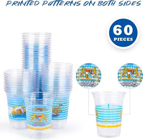 16 oz Plastic Oktoberfest Cups 60 Pcs Oktoberfest Party Supplies Clear Cups Plastic Drinking Cup German Beer Festival Cups Beverage Drinking Cups for Oktoberfest Party Favors Home Supplies in Kuwait