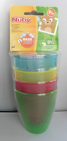 Nuby Plastic Fun Drinking Tumblers, Colors May Vary, 10 Oz, 4 Count in Saudi Arabia