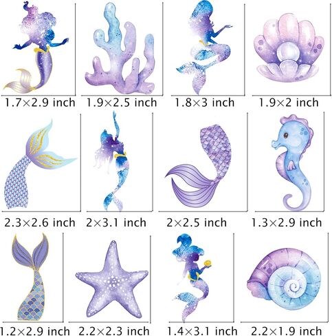 24pcs Mermaid Cupcake Toppers Mermaid Tail Cupcake Toppers for Mermaid Birthday decorations Under The Sea Party Favors Little Mermaid Baby Shower Supplies in Saudi Arabia
