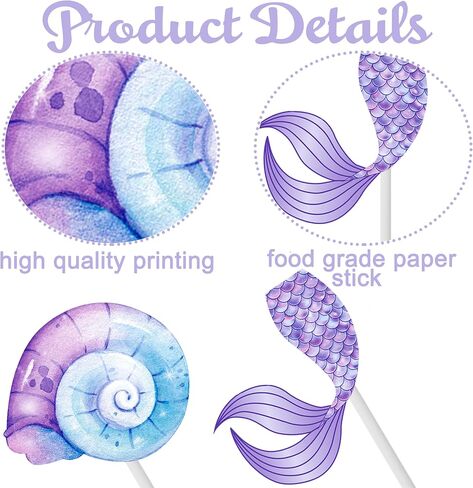 24pcs Mermaid Cupcake Toppers Mermaid Tail Cupcake Toppers for Mermaid Birthday decorations Under The Sea Party Favors Little Mermaid Baby Shower Supplies in Saudi Arabia