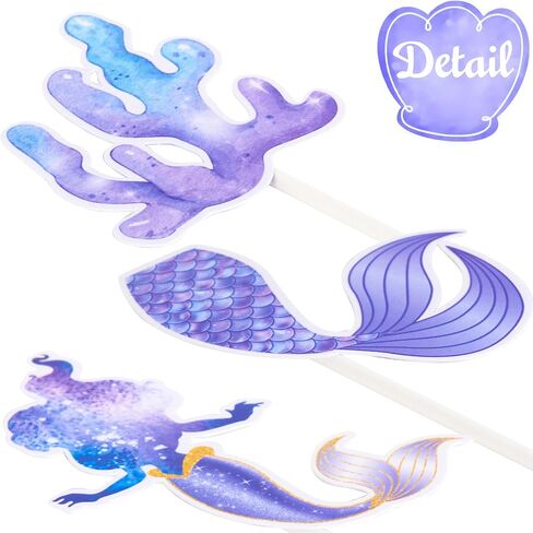 24pcs Mermaid Cupcake Toppers Mermaid Tail Cupcake Toppers for Mermaid Birthday decorations Under The Sea Party Favors Little Mermaid Baby Shower Supplies in Saudi Arabia