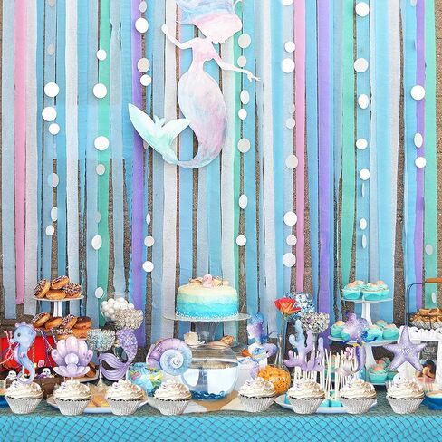 24pcs Mermaid Cupcake Toppers Mermaid Tail Cupcake Toppers for Mermaid Birthday decorations Under The Sea Party Favors Little Mermaid Baby Shower Supplies in Saudi Arabia