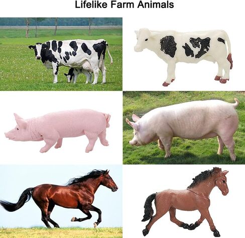 Yowlieu 15 Pcs Mini Figures Toys Realistic Farm Animal Figurines, Plastic Learning Educational Playset Animal Themed Party Supplies Cake Topper Ornaments for Easter Egg Birthday Christmas in Saudi Arabia