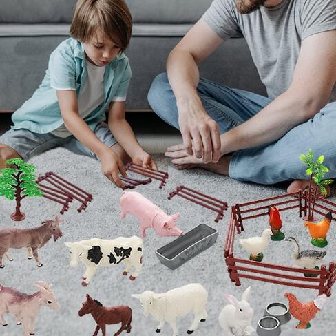 Yowlieu 15 Pcs Mini Figures Toys Realistic Farm Animal Figurines, Plastic Learning Educational Playset Animal Themed Party Supplies Cake Topper Ornaments for Easter Egg Birthday Christmas in Saudi Arabia