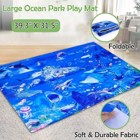 ألعاب حيوانات المحيط للأطفال من INNOCHEER، ألعاب حيوانات البحر للأطفال، 18 حزمة ألعاب المحيط للأطفال الصغار الأولاد والبنات الذين تتراوح أعمارهم بين 3-8-12 عامًا، مجموعة ألعاب مخلوقات البحر للأطفال مع بساط لعب بما في ذلك سمك القرش والحوت والدلافين in Kuwait