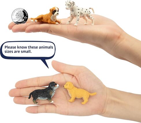 Toymany 12PCS Mini Dog Figurines Playset, Realistic Detailed Plastic Puppy Figures, Hand Painted Emulational Tiny Dogs Animals Toy Set, Cake Toppers Christmas Birthday Gift for Kids Toddlers in Kuwait