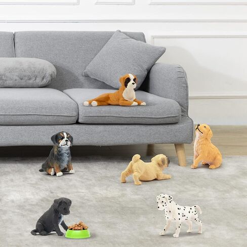 Toymany 12PCS Mini Dog Figurines Playset, Realistic Detailed Plastic Puppy Figures, Hand Painted Emulational Tiny Dogs Animals Toy Set, Cake Toppers Christmas Birthday Gift for Kids Toddlers in Kuwait