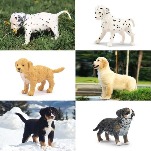 Toymany 12PCS Mini Dog Figurines Playset, Realistic Detailed Plastic Puppy Figures, Hand Painted Emulational Tiny Dogs Animals Toy Set, Cake Toppers Christmas Birthday Gift for Kids Toddlers in Kuwait