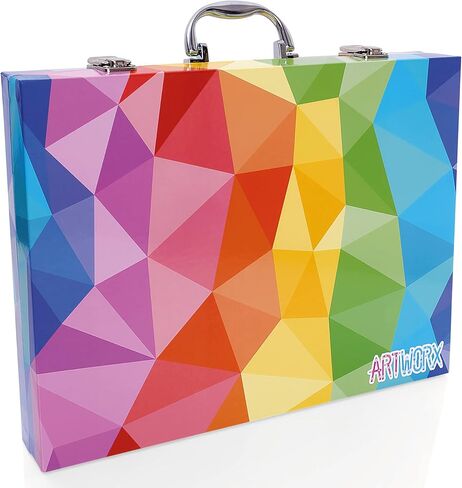 Artworx Kids Coloring Set - 122 Assorted Art Pieces & Carry Case - Coloring Kits For Kids Ages 4-8 - Coloring Pencils, Felt Tips Pens, Wax Crayons - Arts and Craft Sets - Kids Coloring Kit For Kids in Kuwait