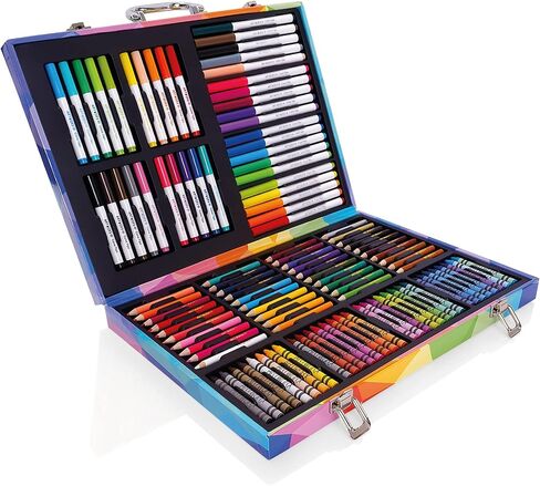 Artworx Kids Coloring Set - 122 Assorted Art Pieces & Carry Case - Coloring Kits For Kids Ages 4-8 - Coloring Pencils, Felt Tips Pens, Wax Crayons - Arts and Craft Sets - Kids Coloring Kit For Kids in Kuwait
