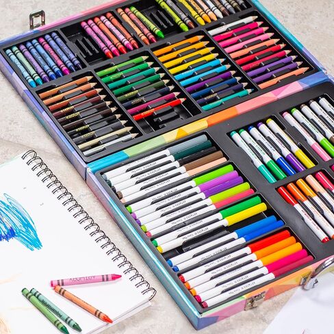 Artworx Kids Coloring Set - 122 Assorted Art Pieces & Carry Case - Coloring Kits For Kids Ages 4-8 - Coloring Pencils, Felt Tips Pens, Wax Crayons - Arts and Craft Sets - Kids Coloring Kit For Kids in Kuwait