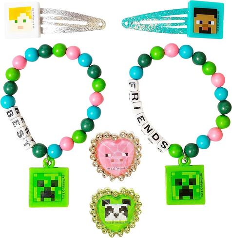LUV HER Barbie Accessories for Girls 6 Piece Toy Jewelry Box Set with 2 Rings, 2 Bead Bracelets, and Snap Hair Clips Ages 3+ in Saudi Arabia
