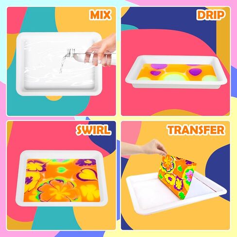 Marbling Paint Art Kit for Kids,18 Colors Water Marbling kit,Craft Kits Art Set,Arts and Crafts Toys for Girls & Boys Ages 6-12,Best Gift Ideas for Kids Activities in Saudi Arabia