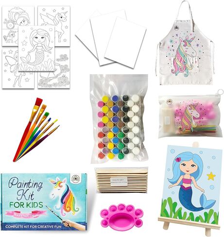 مجموعات طلاء كرافتبارن للأطفال الذين تتراوح أعمارهم بين 4-8 - 79 قطعة من الحرف اليدوية ذات الطابع الخيالي للأطفال الذين تتراوح أعمارهم بين 4-8 سنوات، مجموعة طلاء للأطفال غير سامة مع ساحة قماش، مجموعات حرفية مثالية للأطفال، طلاء للأطفال مع مجموعات المياه in Kuwait