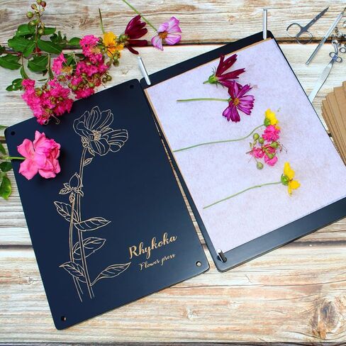 مجموعة ضغط زهور خشبية كبيرة من ريكوكا، 10 طبقات 8.3 × 11.8 انش، مجموعة ضغط النباتات من الخشب الصلب الطبيعي للبالغين بتصميم نمط فريد (اسود) in Kuwait