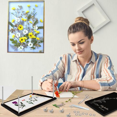 مجموعة ضغط زهور خشبية كبيرة من ريكوكا، 10 طبقات 8.3 × 11.8 انش، مجموعة ضغط النباتات من الخشب الصلب الطبيعي للبالغين بتصميم نمط فريد (اسود) in Kuwait