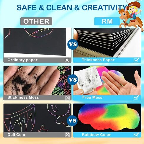 مجموعات ورق الخدش بألوان قوس قزح من RMJOY: 59 قطعة من أوراق الخدش السحرية الفنية، مجموعات لوازم الورق للأعمار من 3 إلى 12 عامًا، لعبة هدية للأطفال والبنات والمراهقين لأعياد الميلاد|عيد الميلاد|الهالوين|أنشطة DIY|الرسم in Kuwait