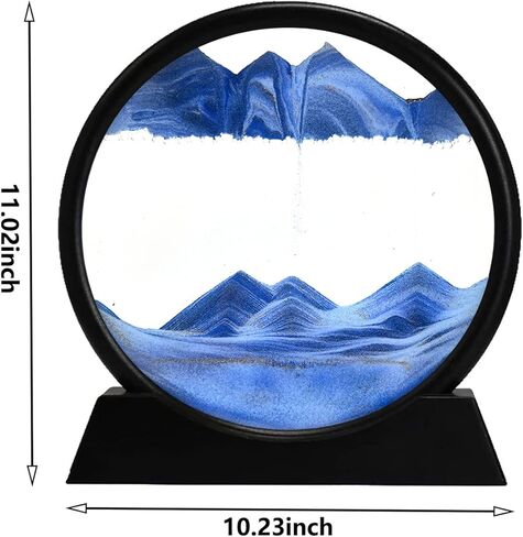 rysnwsu 3D ديناميكية الرمال الفن الحركة السائلة، تتحرك صورة الفن الرمال جولة الزجاج 3D أعماق البحار الرمال في عرض الحركة تدفق الرمال الإطار الاسترخاء سطح المكتب المنزل مكتب العمل ديكور (الأزرق، 7 بوصة) in Kuwait