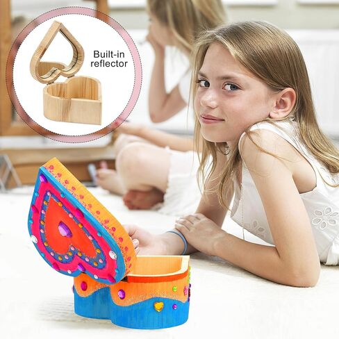 مجموعة Kuufausi DIY Jewelry Wood Craft Kit أفضل مشاريع الرسم الحرفي هدية كنز القلب للفتيات الصغيرات الذين تتراوح أعمارهم بين 3-6 سنوات in Kuwait