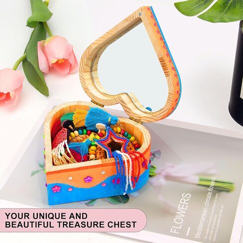 مجموعة Kuufausi DIY Jewelry Wood Craft Kit أفضل مشاريع الرسم الحرفي هدية كنز القلب للفتيات الصغيرات الذين تتراوح أعمارهم بين 3-6 سنوات in Kuwait